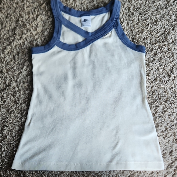 Nike Tops - Nike Women's Cream and Blue Tank Top Size Small